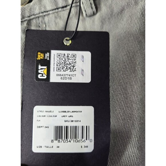 CAT Premium Scribbler-Detailed Carpenter Jeans Size 38- NWT- RETAILS $348 - Picture 3 of 9